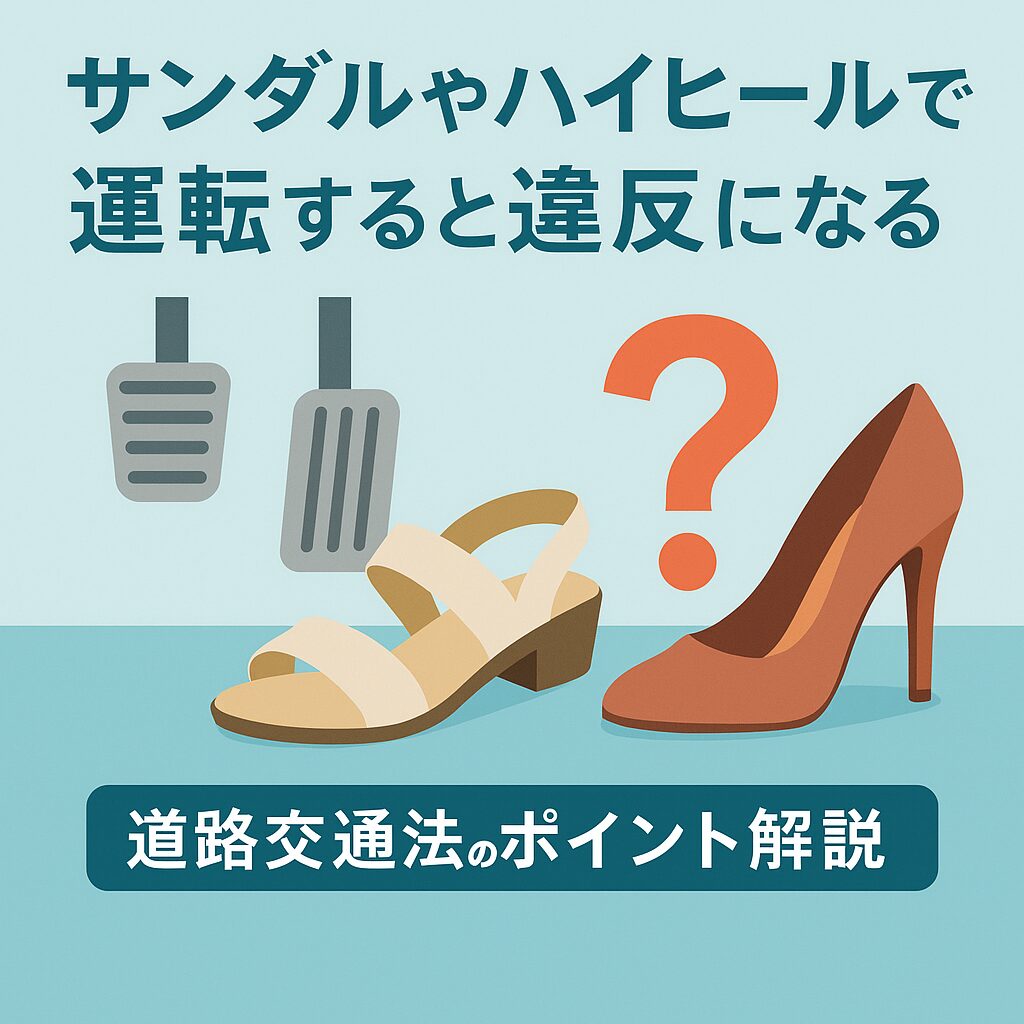 車のアクセルとブレーキと、サンダルとハイヒールと、はてなの文字の絵